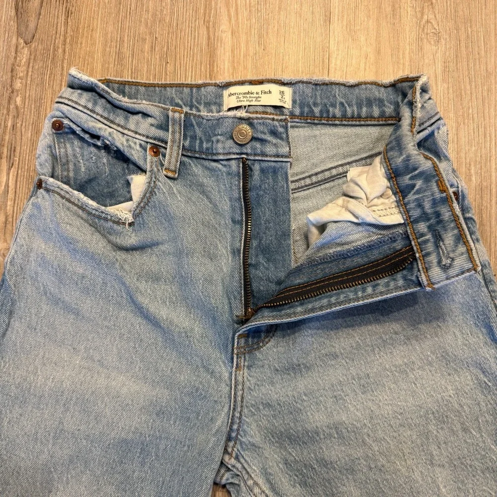 Abercrombie & Fitch Womens 26/2S 90s Straight Ultra High Curve‎ Love Slit Hem